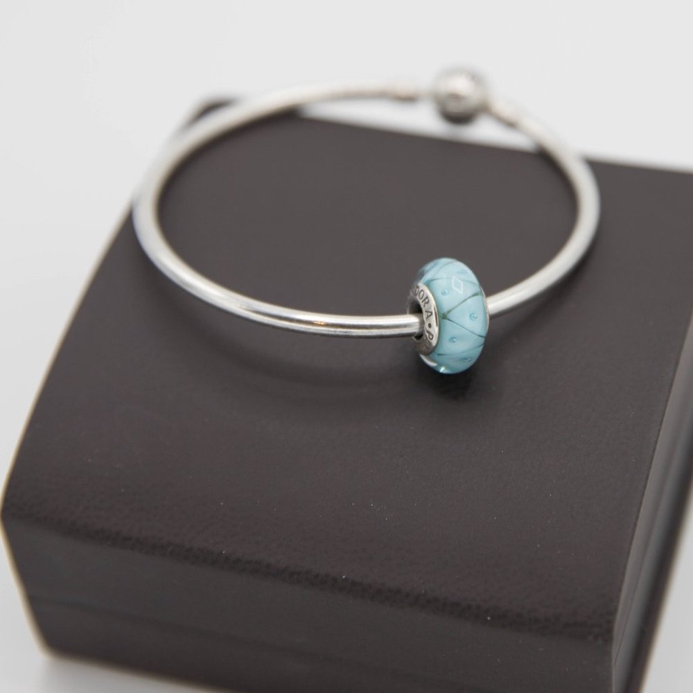 Pandora Turquoise Looking Glass Murano Charm